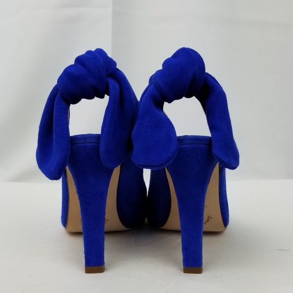 Carven Blue Suede Razor Block Heels Pumps Sandals size 37 - Picture 5 of 10